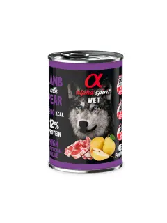 ALPHA SPIRIT COMIDA HÚMEDA DE CORDERO CON PERA (400g)