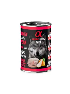 ALPHA SPIRIT COMIDA HÚMEDA DE PAVO CON PERA (400g)