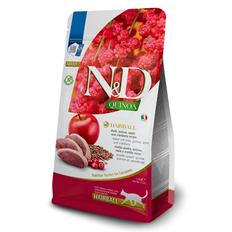 FARMINA N&D QUINOA HAIRBALL PATO PARA GATOS