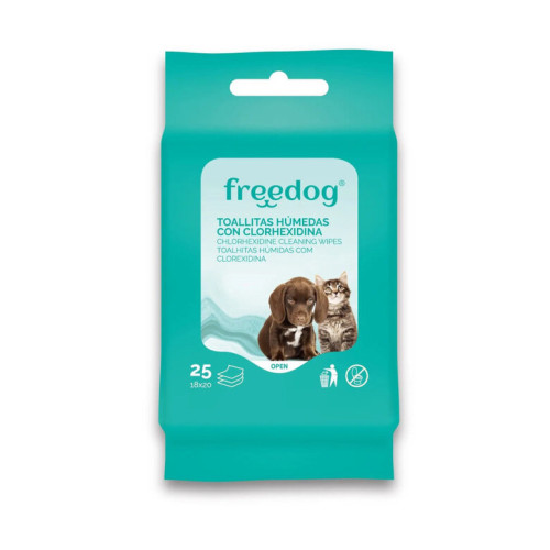 TOALLITAS HÚMEDAS FREEDOG DE CLORHEXIDINA (POCKET 25 UNIDADES)