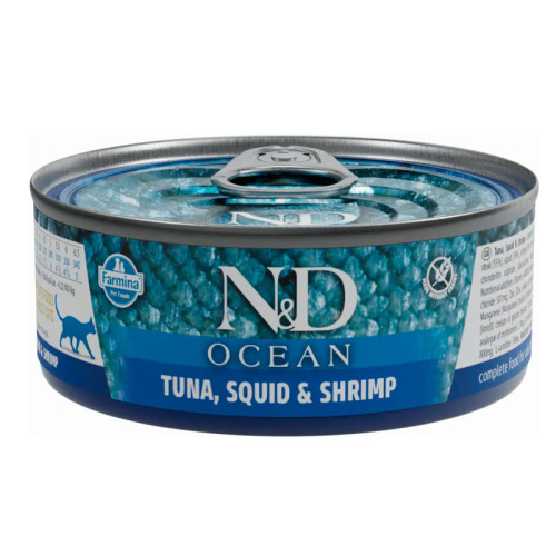 FARMINA N&D LATA ATÚN, SARDINA Y GAMBAS (70g)