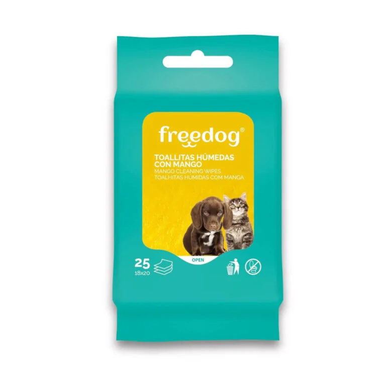 TOALLITAS HÚMEDAS FREEDOG DE MANGO (POCKET 25 UNIDADES)
