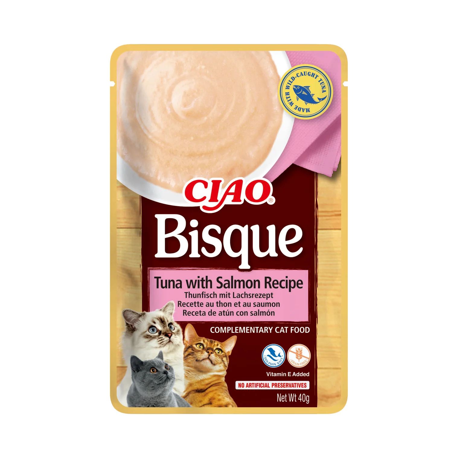 CIAO BISQUE ATUN Y SALMON PARA GATOS